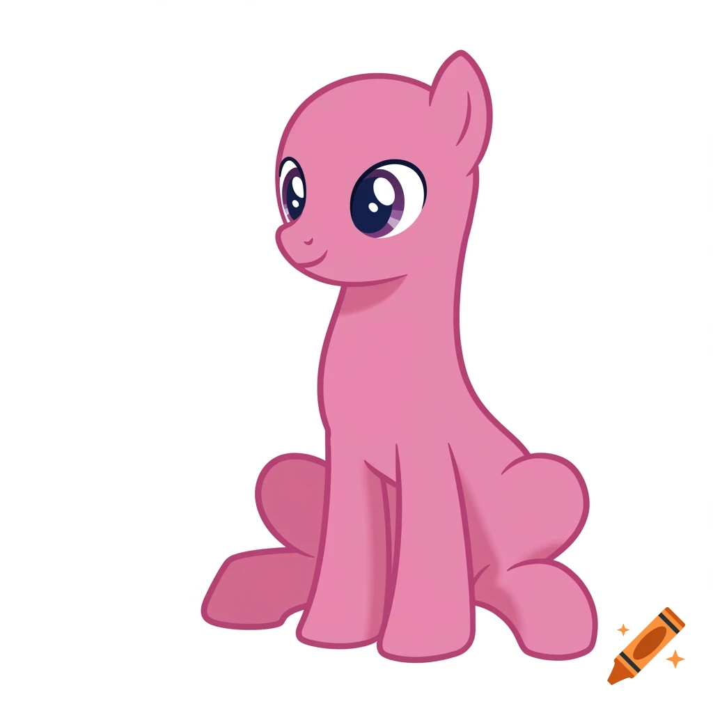 Pink cartoon pony base sitting
