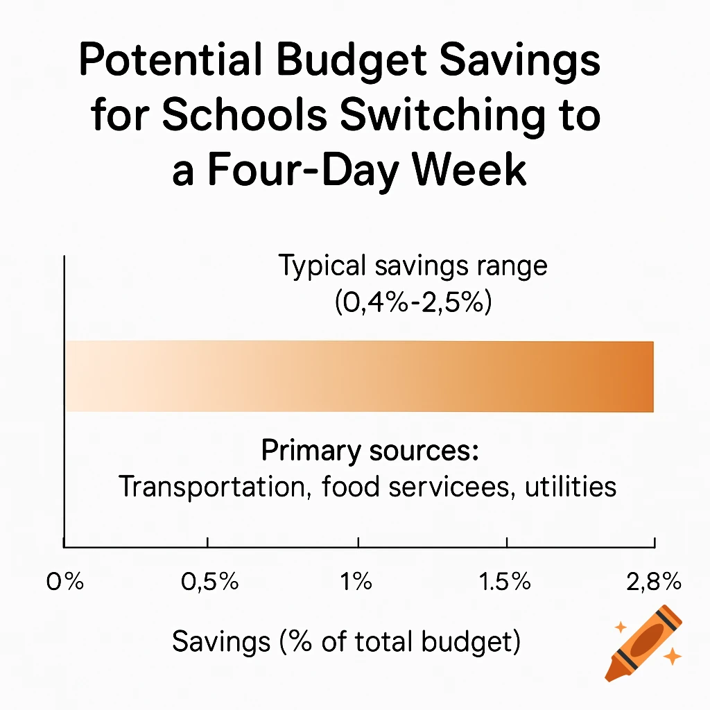 Horizontal bar graph showing potential budget savings for schools switching to a four-day week.