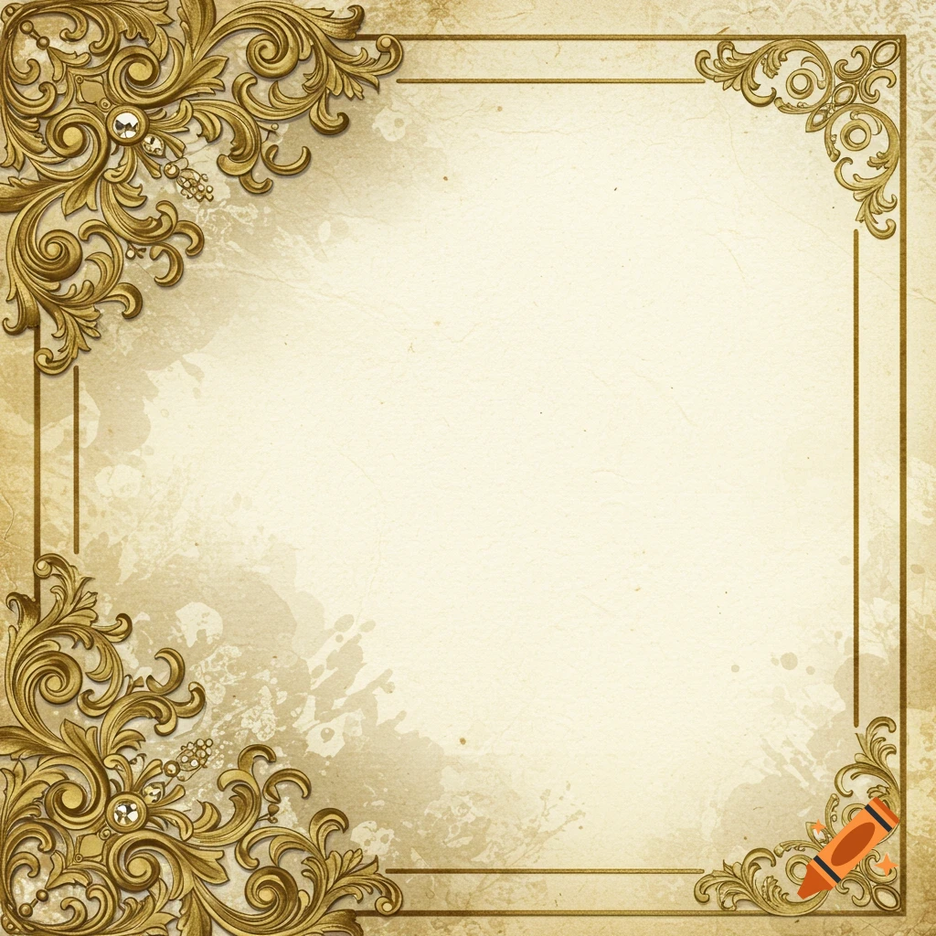 Vintage golden ornamental frame on textured paper background
