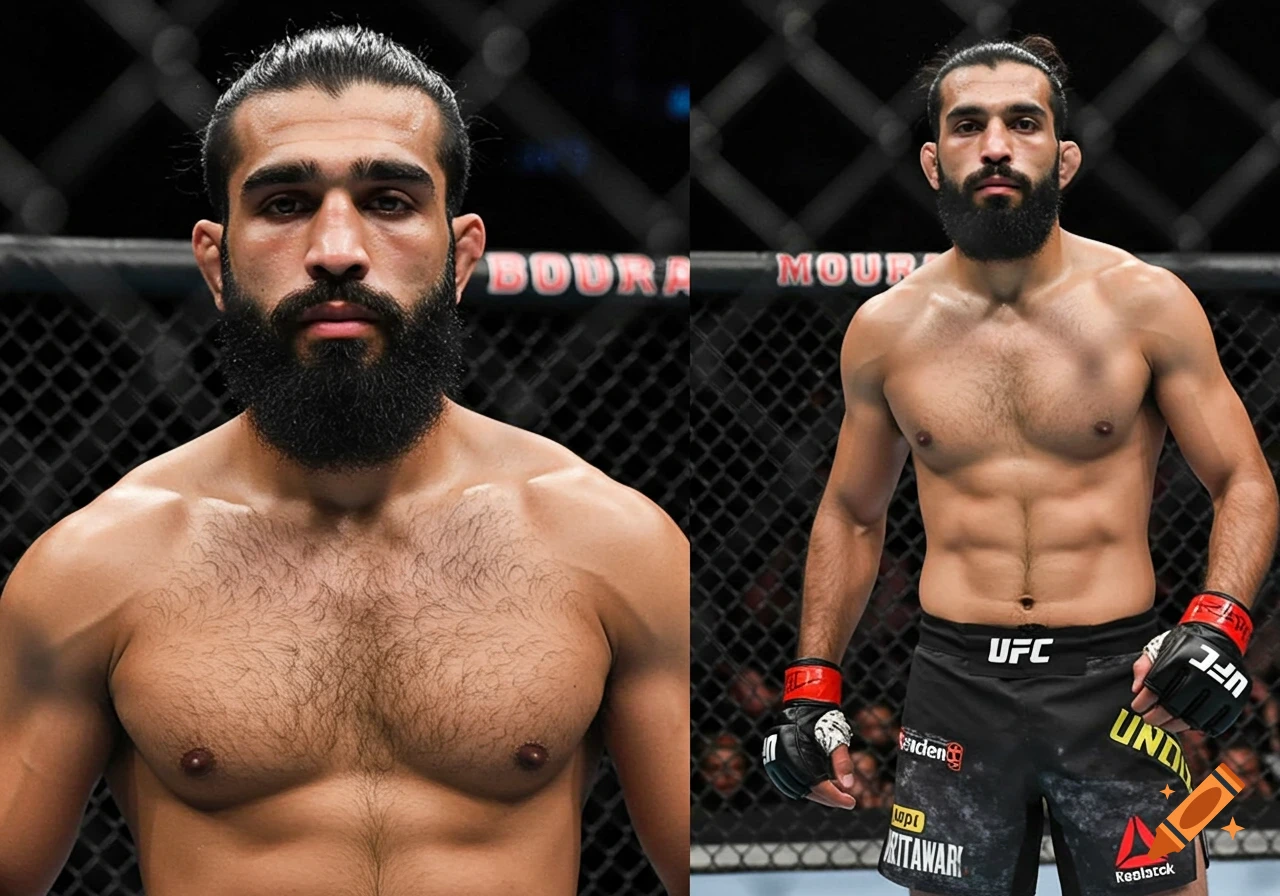 Man with beard and man bun in fighting ring