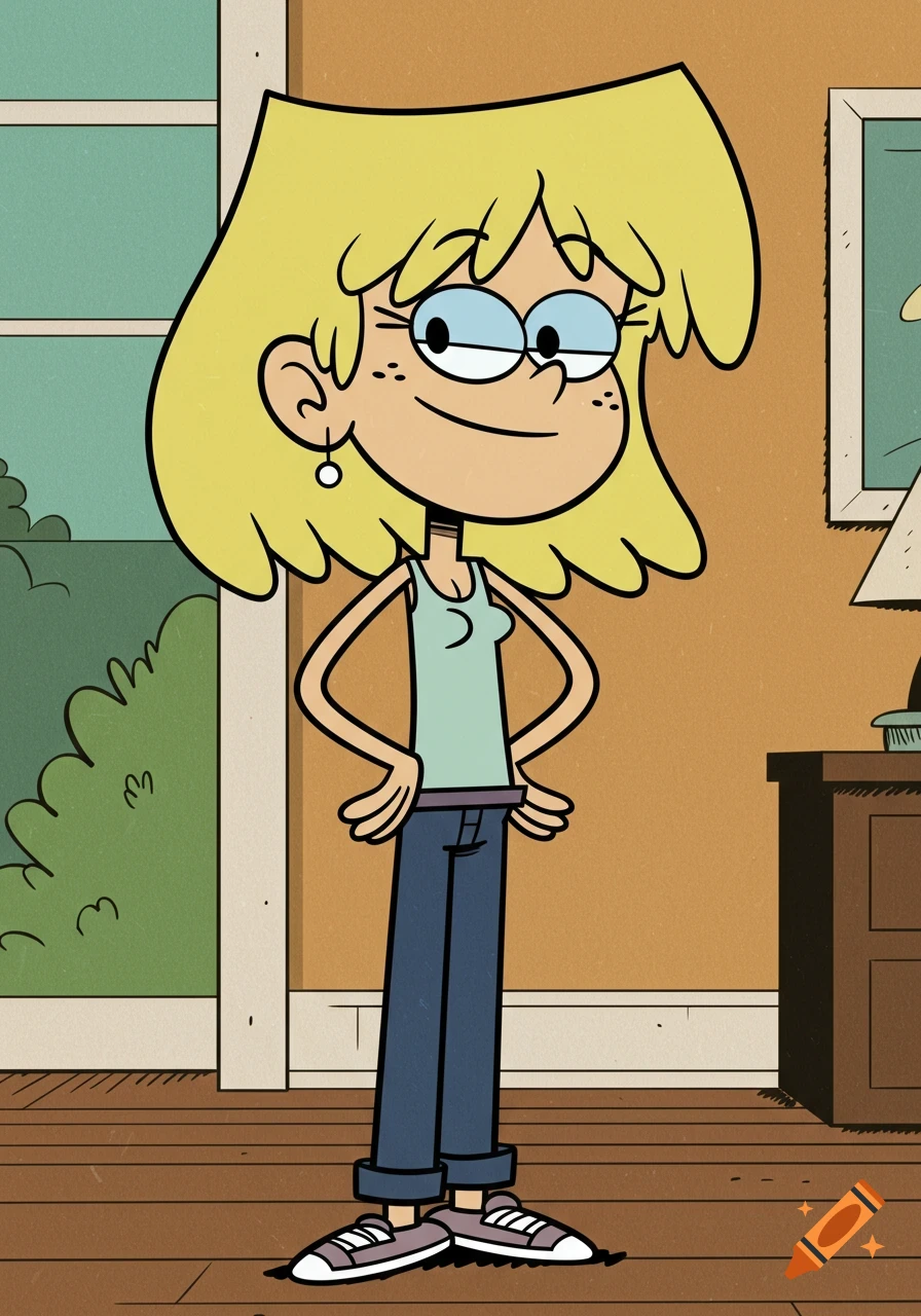 Lori Loud from The Loud House cartoon standing in a room with hands on her hips.