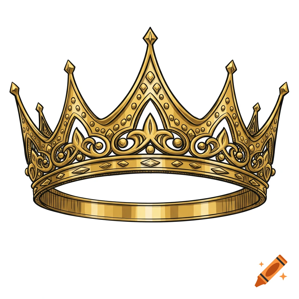 Gold crown line art sketch illustration