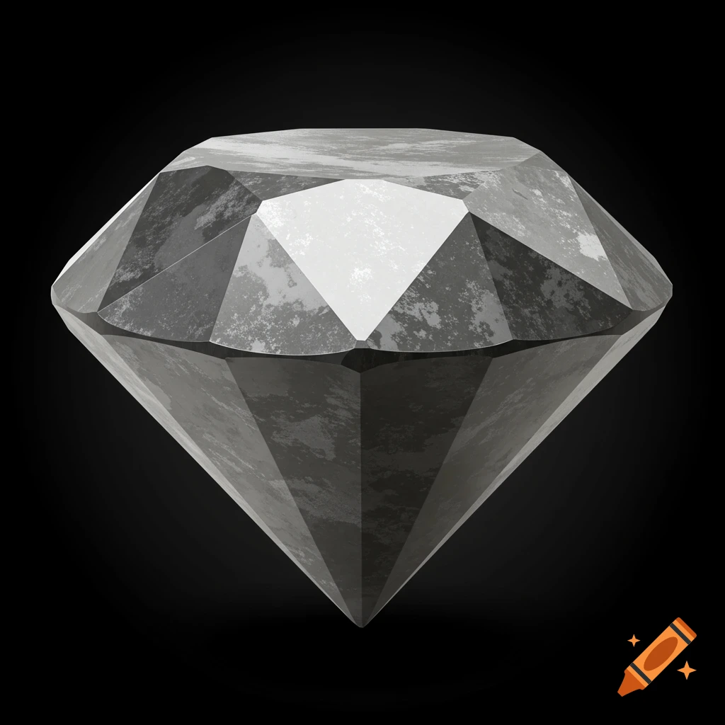 A rendered dark grey diamond against a black background.