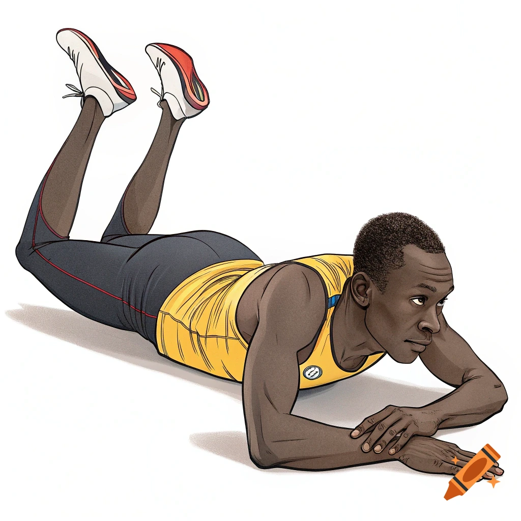 Illustration of a person lying face down stretching their legs towards their buttocks.