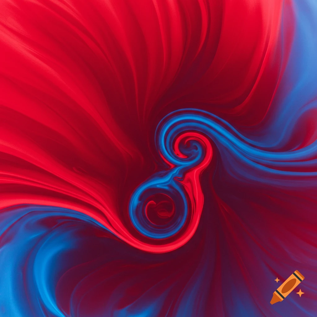 Abstract pattern of swirling red and blue colors.