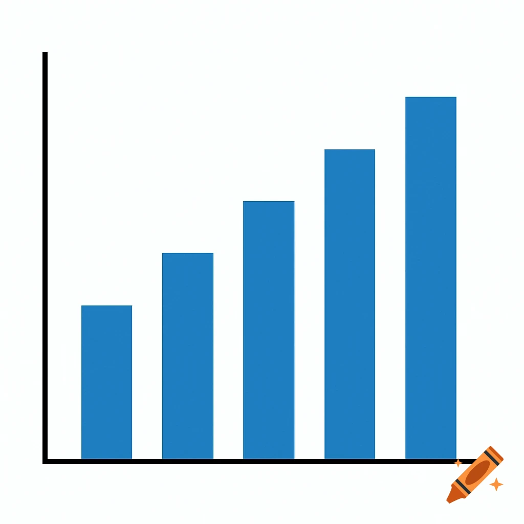 A simple bar graph with five rising blue bars on a white background.