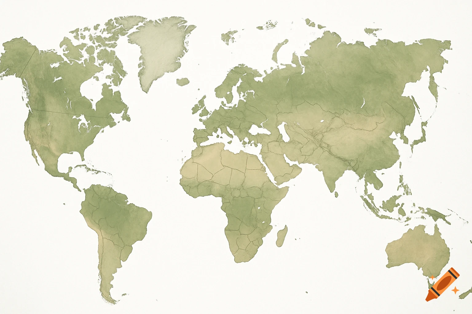 A detailed world map on a white background.