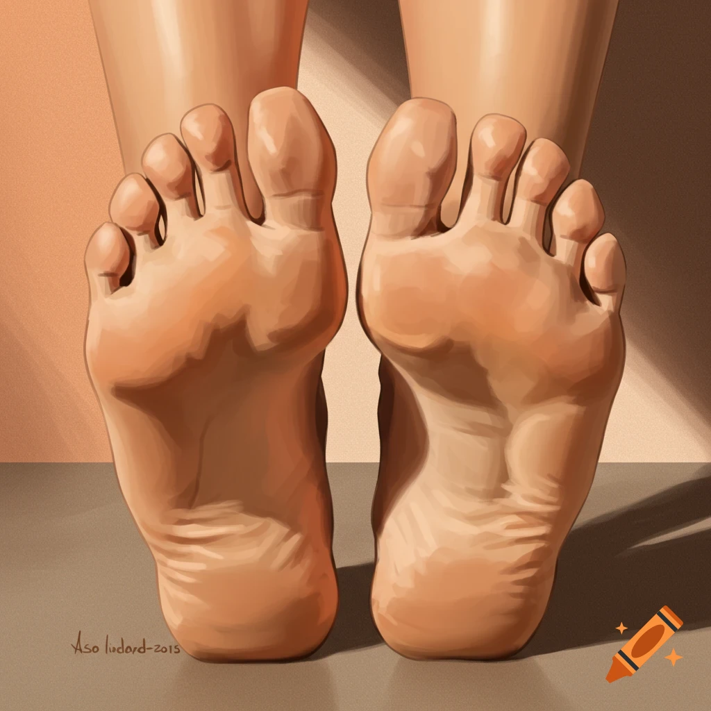 Digital painting of the soles of two feet