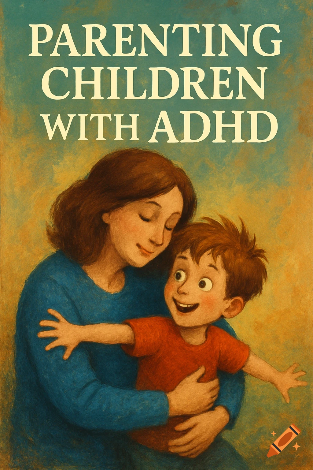 Book cover illustration of a mother hugging a happy child, with the title PARENTING CHILDREN WITH ADHD.