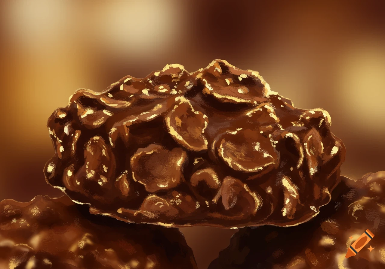 Close-up of a chocolate coated cereal cluster