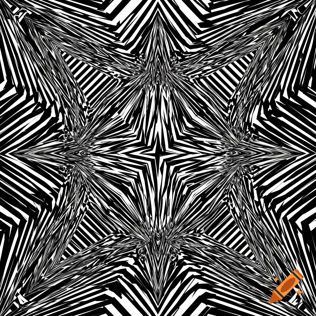 Abstract black and white op art pattern creating an optical illusion.