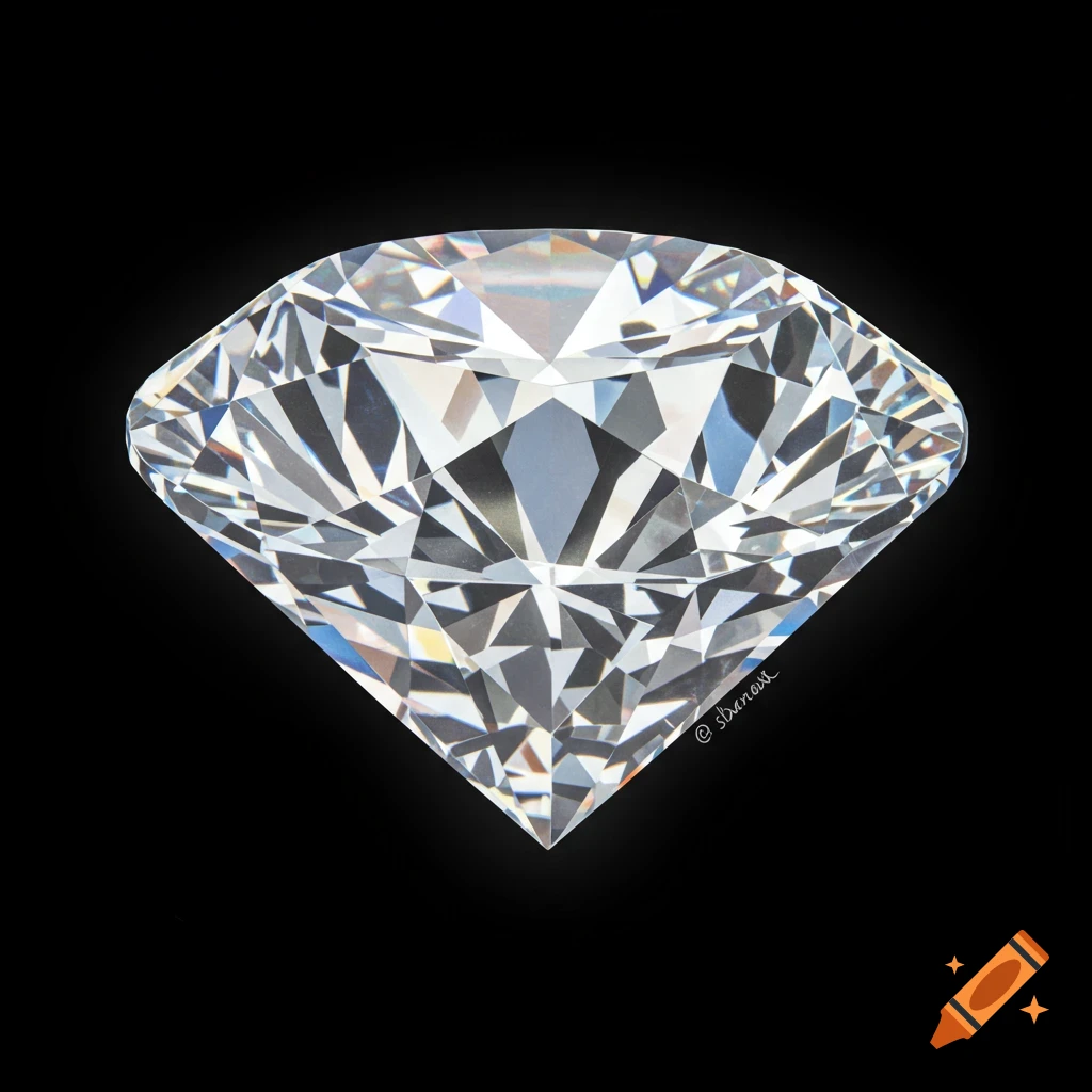 A sparkling cut diamond is centered on a black background.