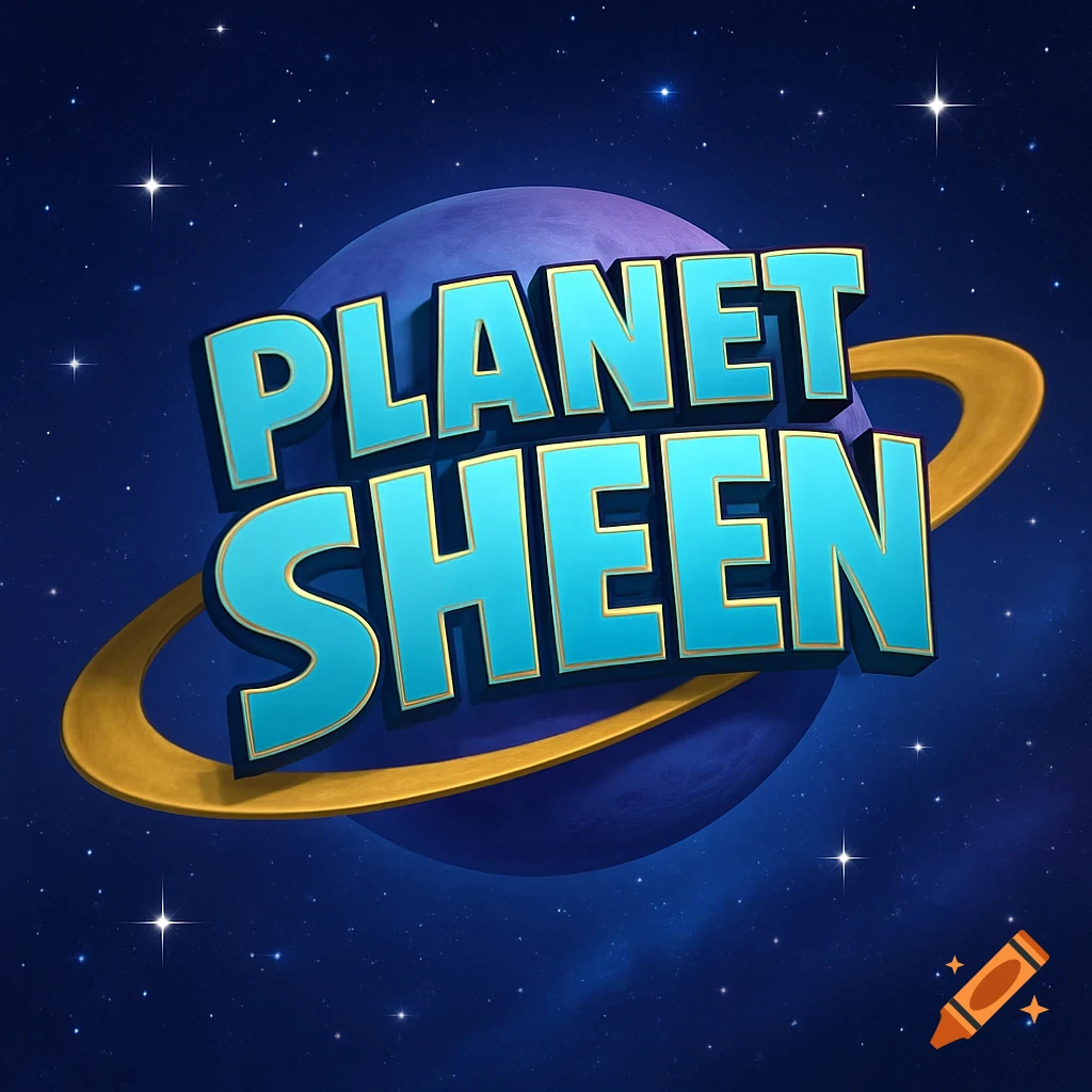 Logo for Planet Sheen with a planet and stars in the background.