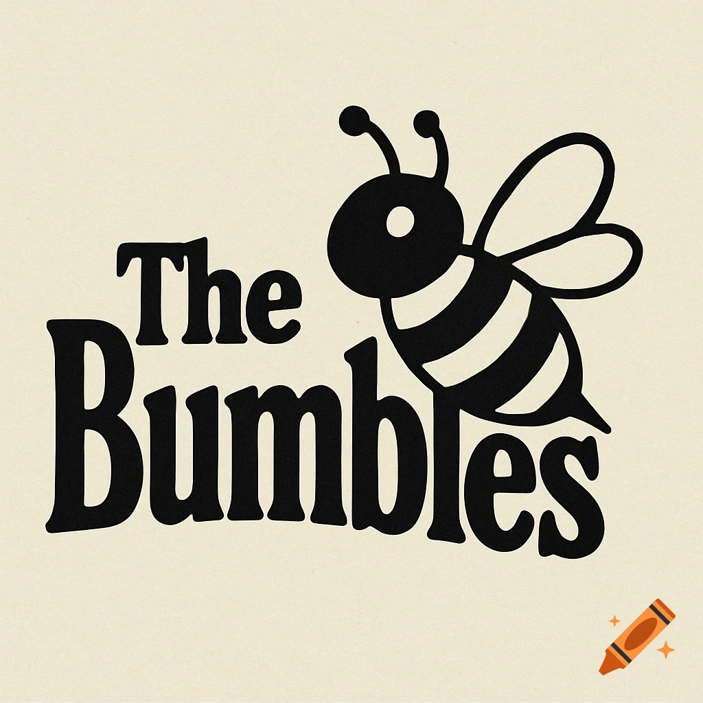 Logo with a black and white illustration of a bee next to the words The Bumbles.