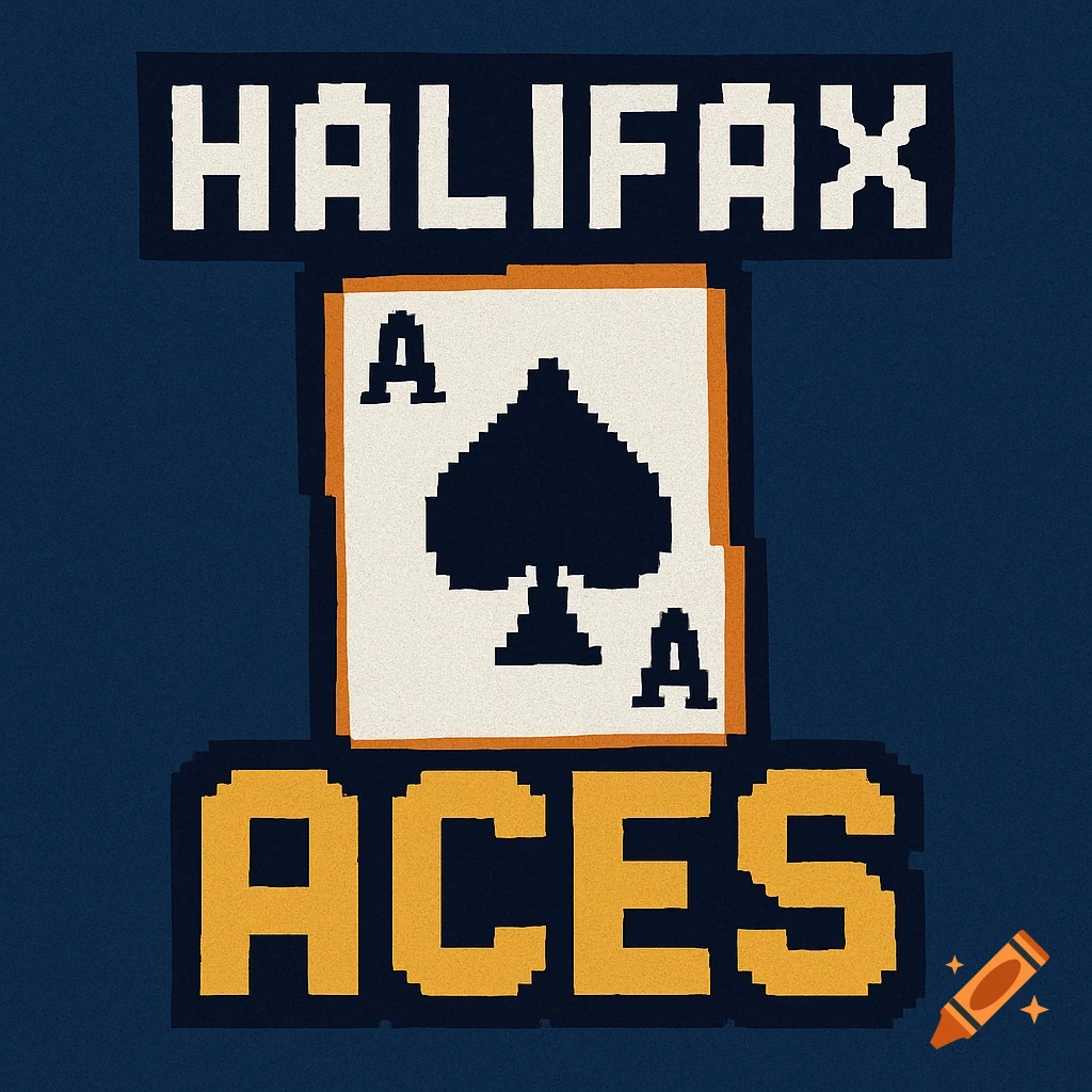 8-bit style logo with "HALIFAX" text, an ace of spades playing card, and "ACES" text below.