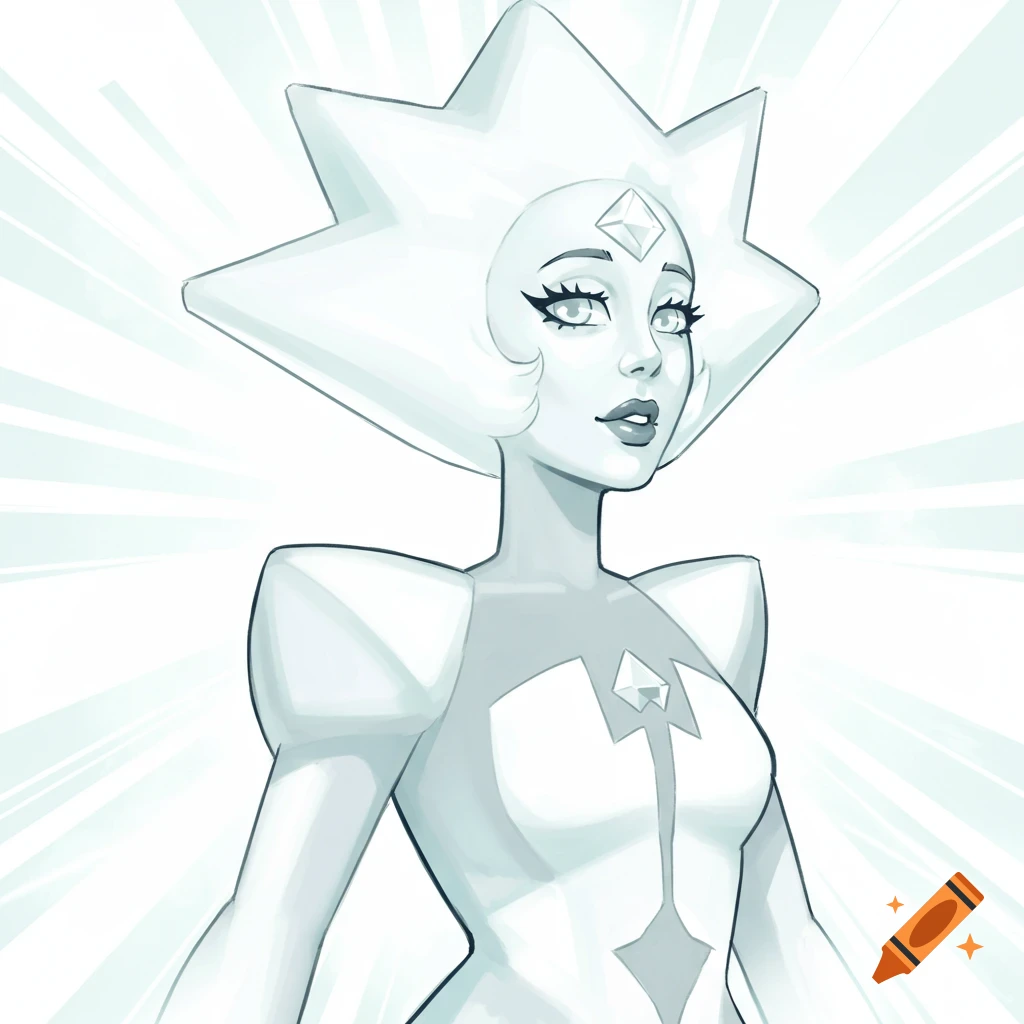 A stylized portrait of White Diamond from Steven Universe looking up.
