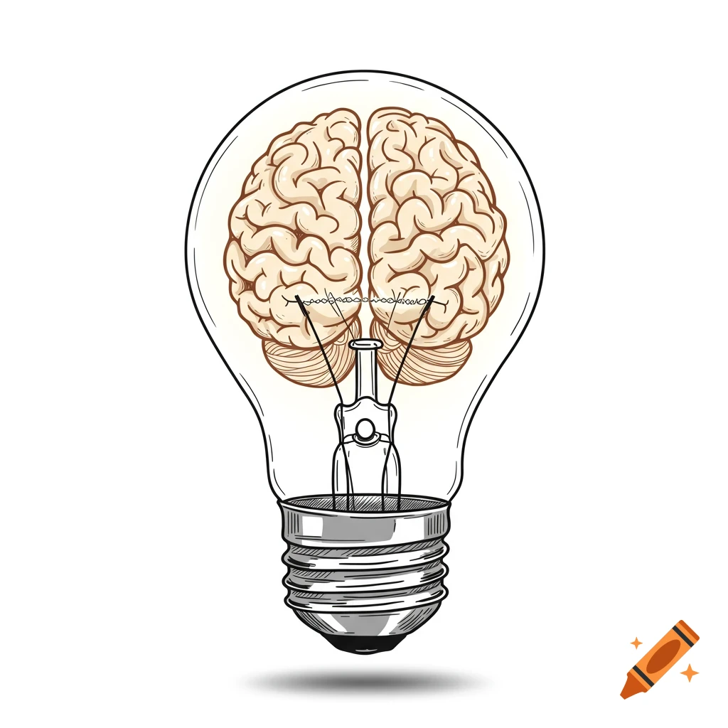 An illustration of a brain inside a light bulb.
