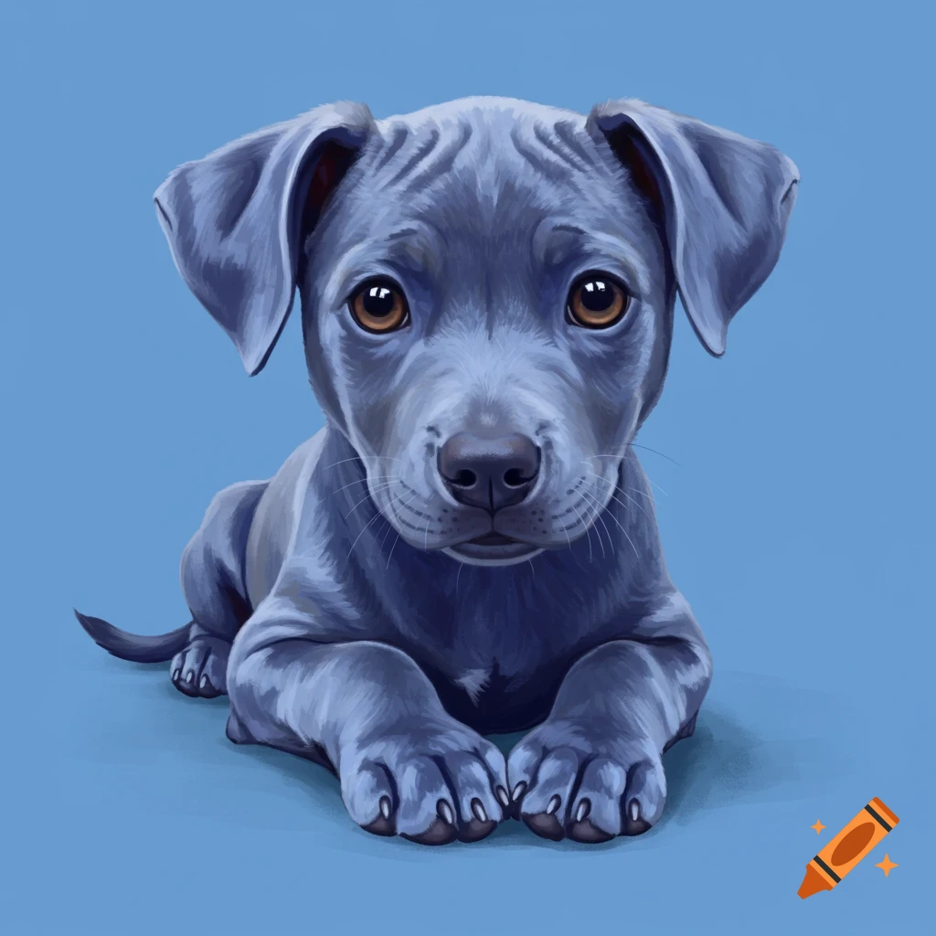 An illustration of a blue puppy