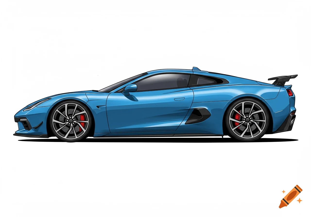 Side view vector illustration of a blue sports car.