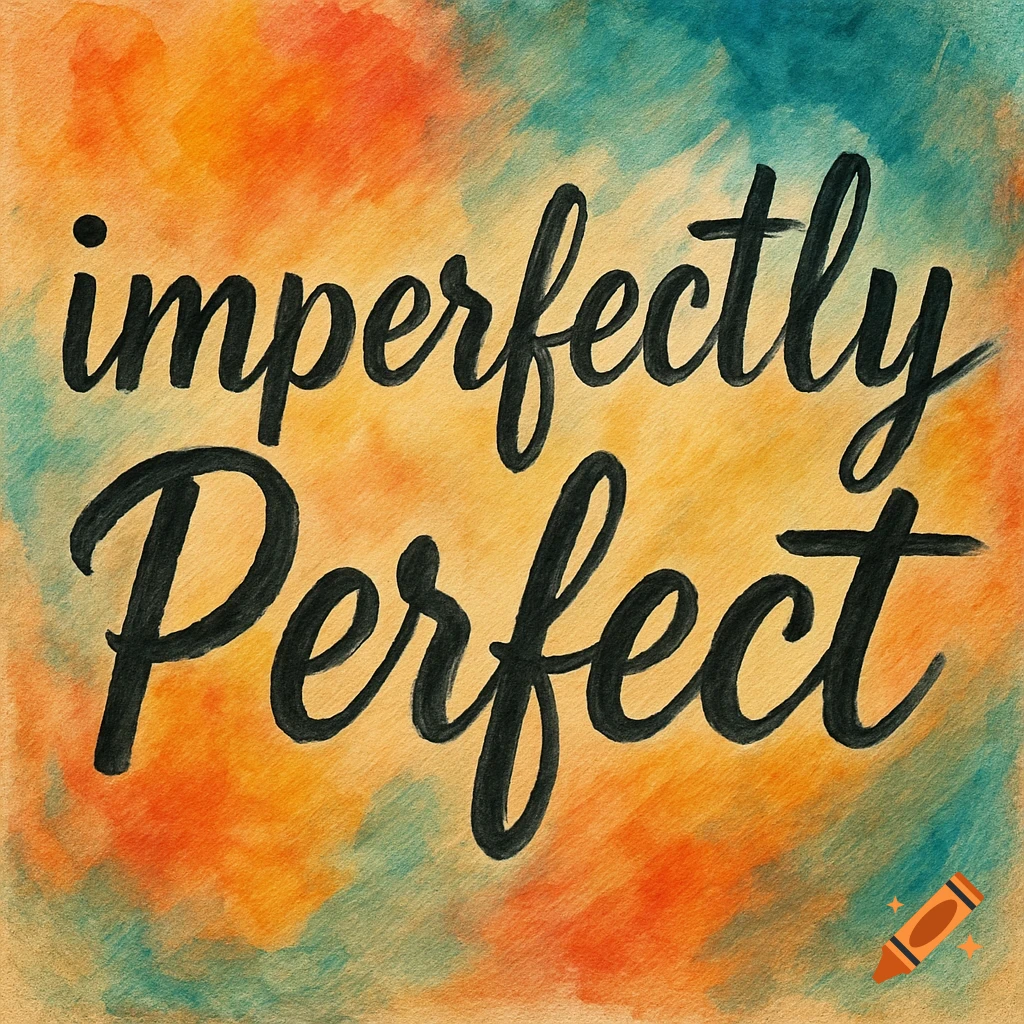 Black script text "imperfectly Perfect" on a watercolor background.