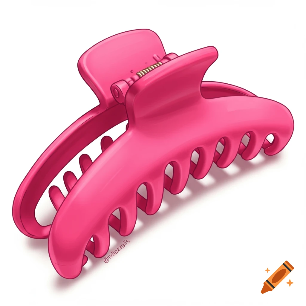 A bright pink claw hair clip against a white background.