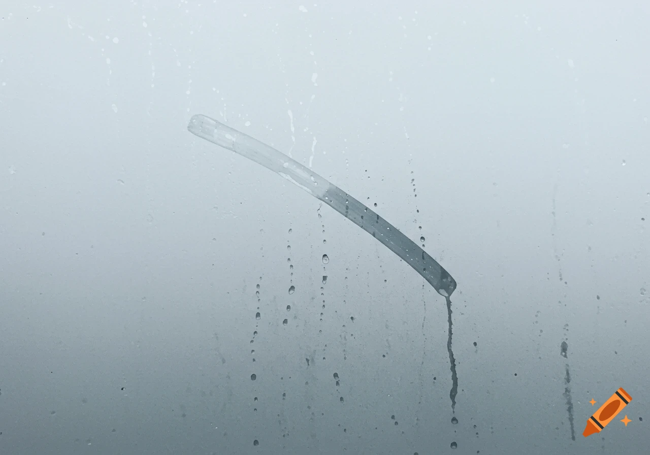 A thick swipe mark on a foggy window with condensation.