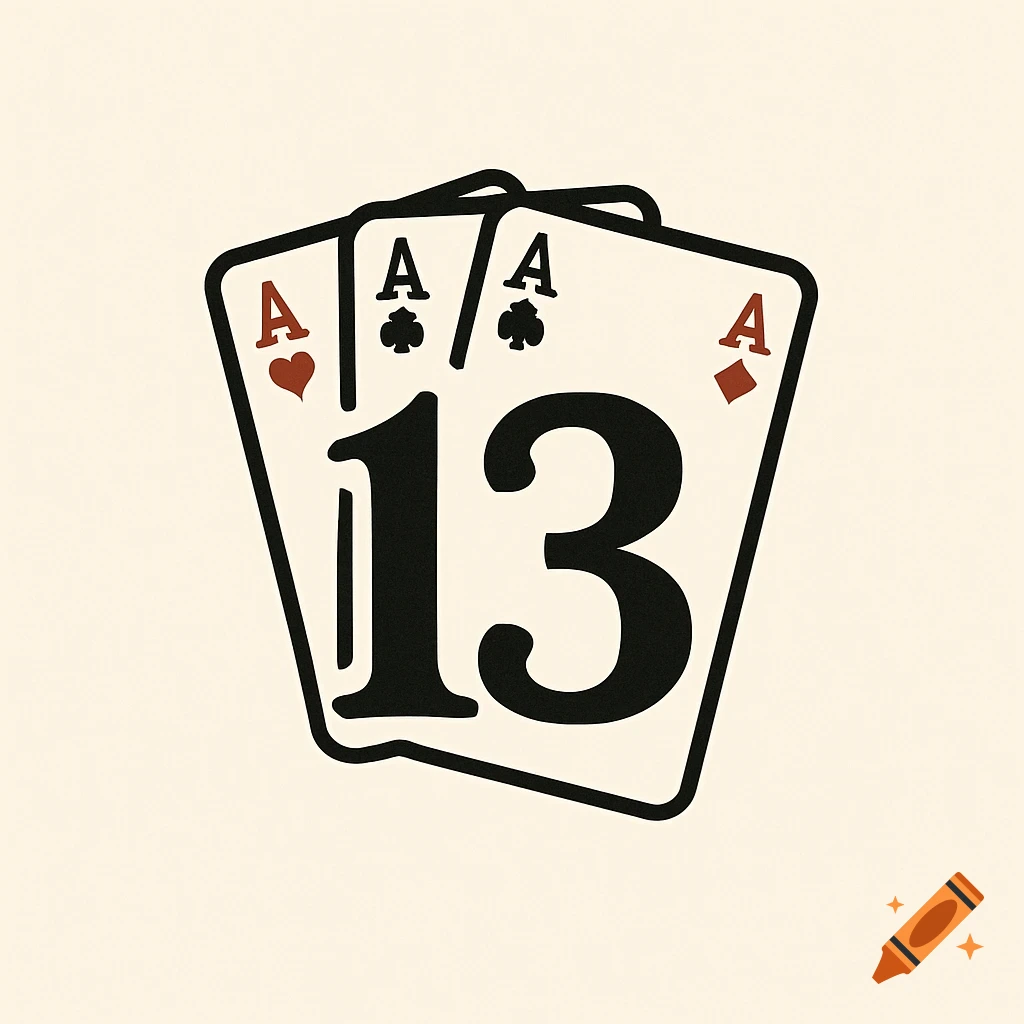 Logo of fanned playing cards with the number 13 in the center.