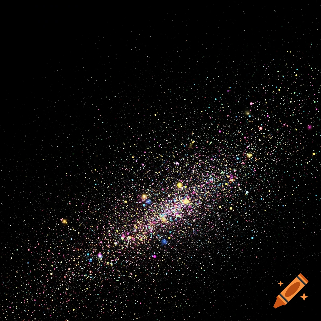 Colorful sparkles against a black background