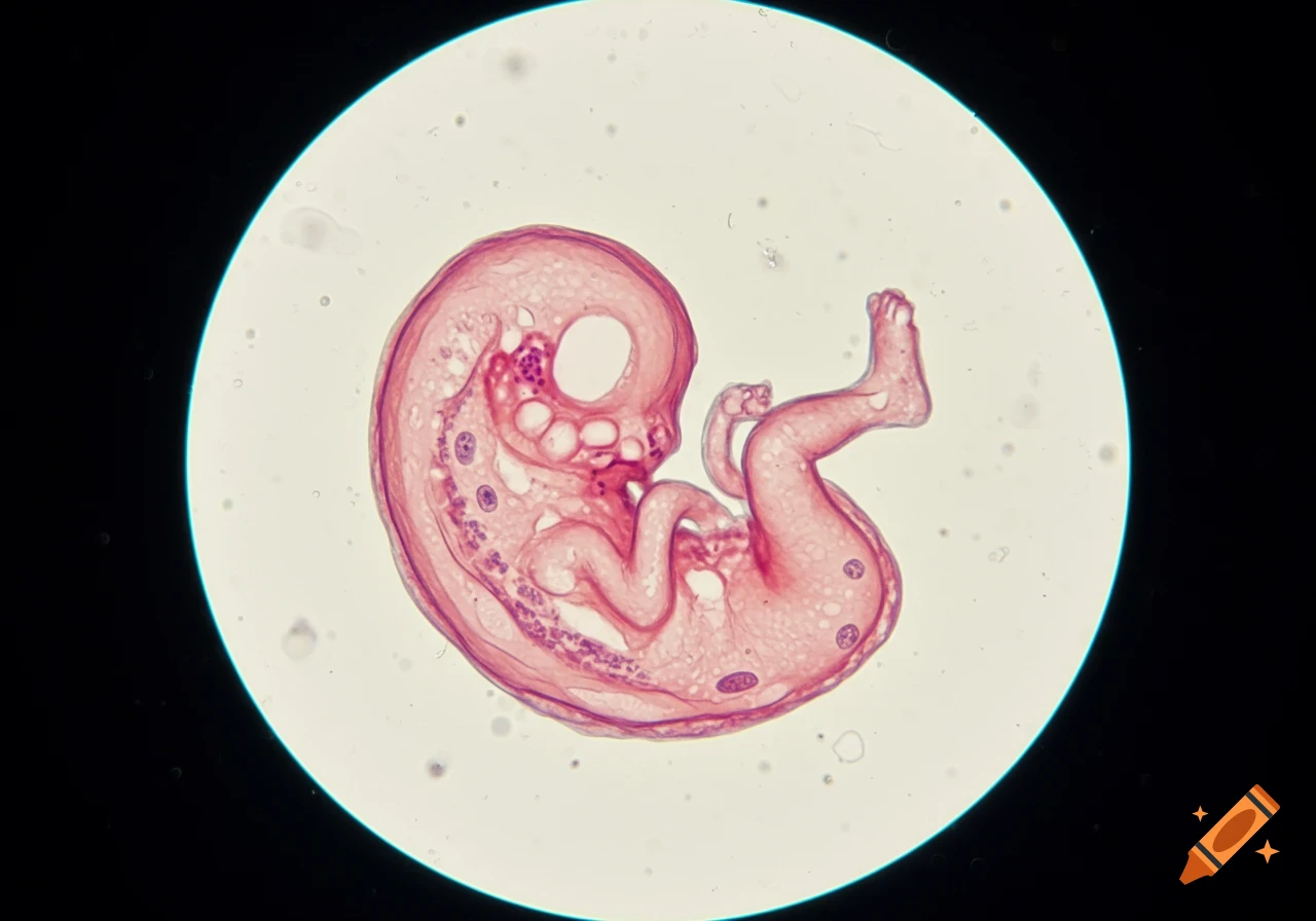 Embryo viewed under a microscope