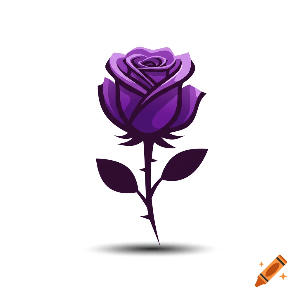 An abstract logo illustration of a purple rose.