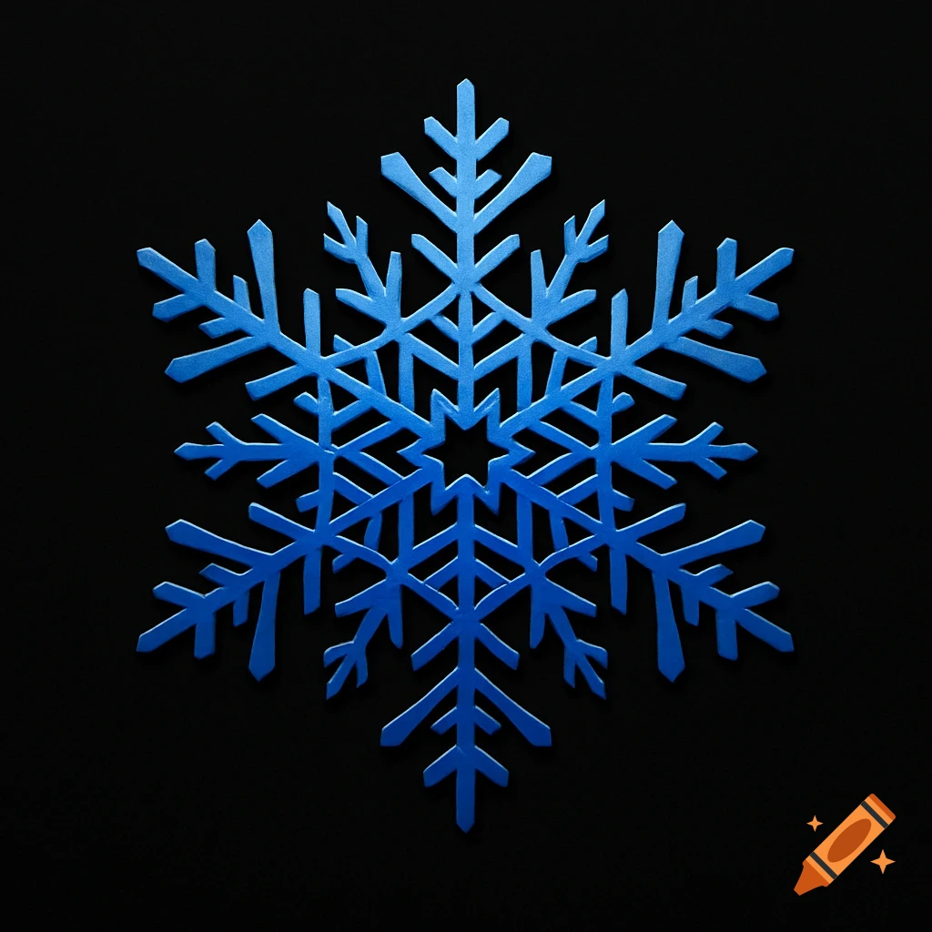 Blue metallic snowflake on a black background