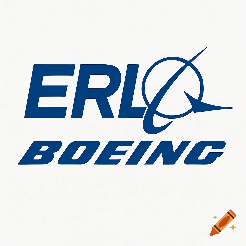 Logo combining text ERL and BOEING with a stylized aerospace symbol on a white background.