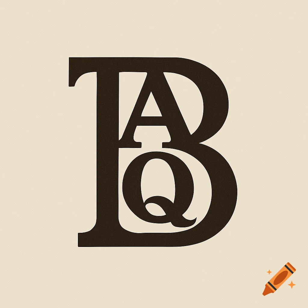 A monogram incorporating the letters B, T, A, and Q in a dark serif font on a light background.
