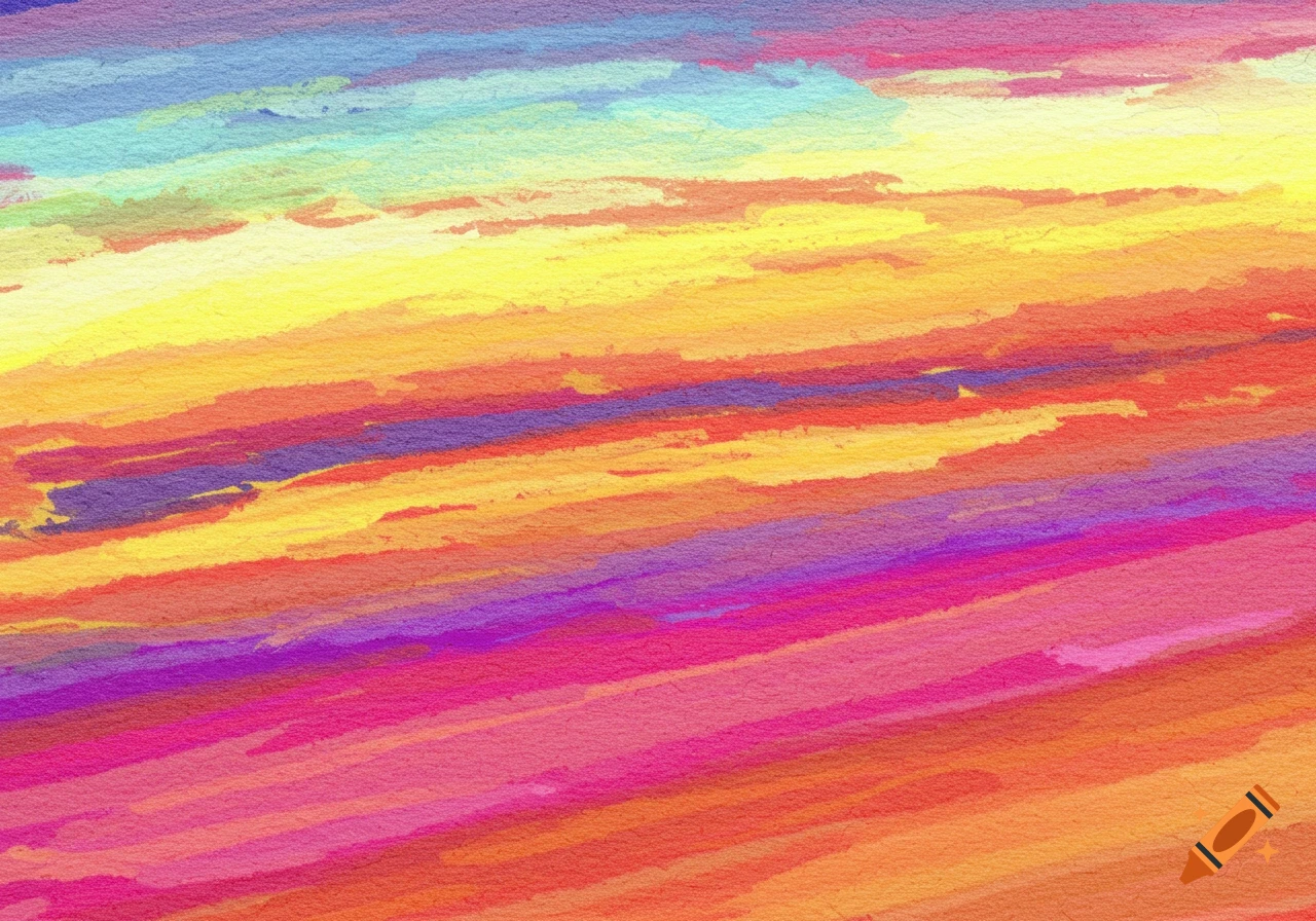 Colorful abstract background with horizontal pastel strokes in blue, yellow, orange, pink, and purple.