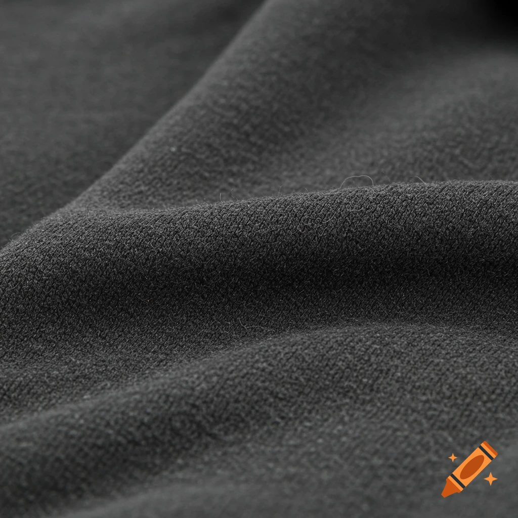 Close-up of dark grey fabric texture with folds