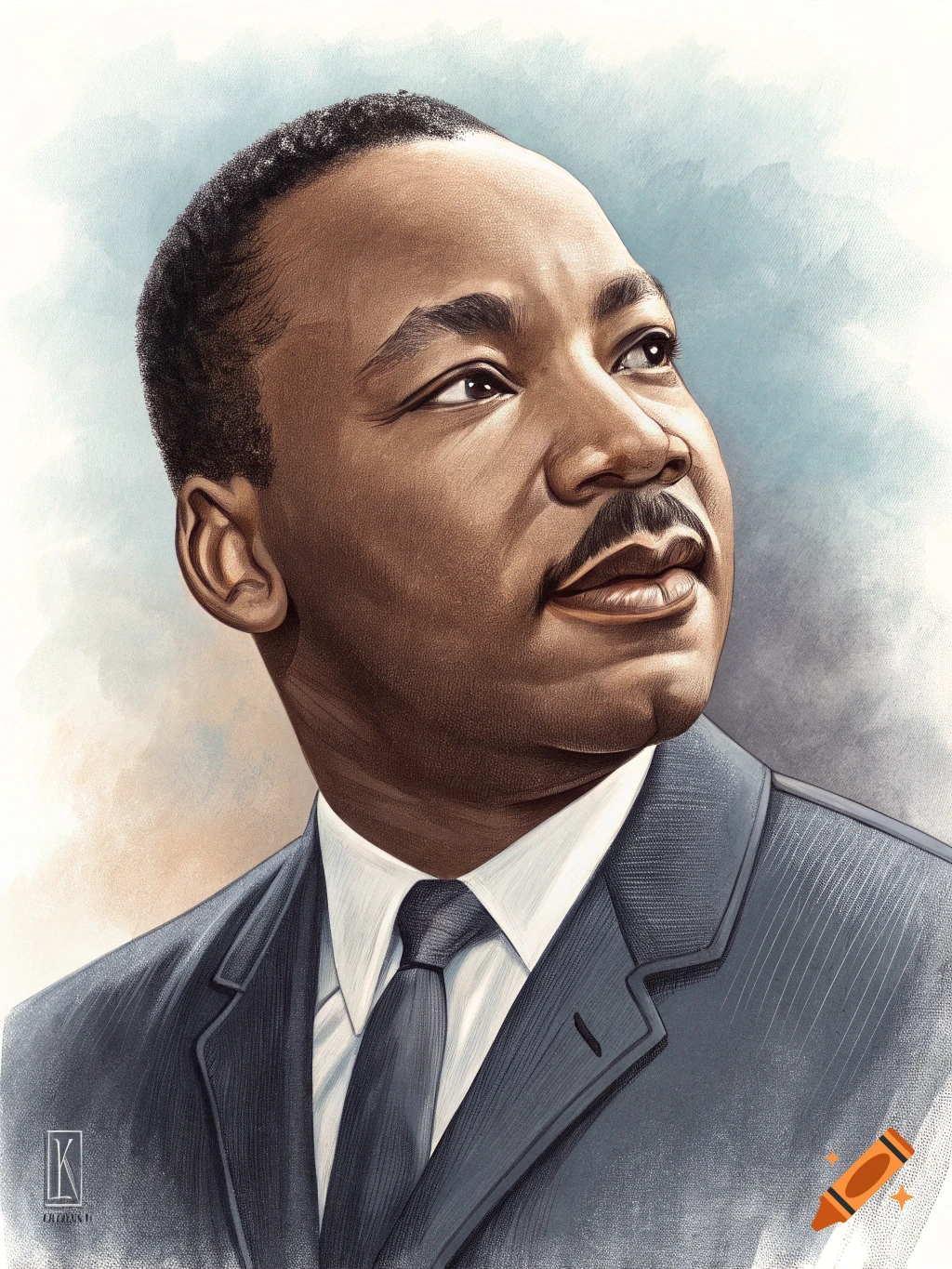 Illustration of Martin Luther King Jr. looking up