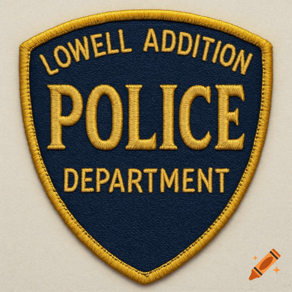 An embroidered patch for the Lowell Addition Police Department.