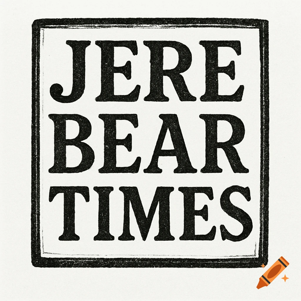 Black and white logo with the text "JERE BEAR TIMES" in a square border.