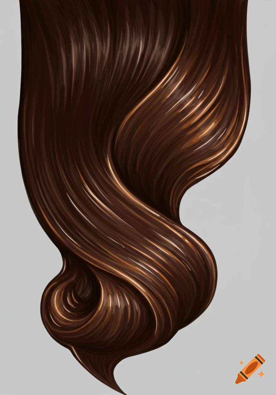 Illustration of wavy brown hair with highlights