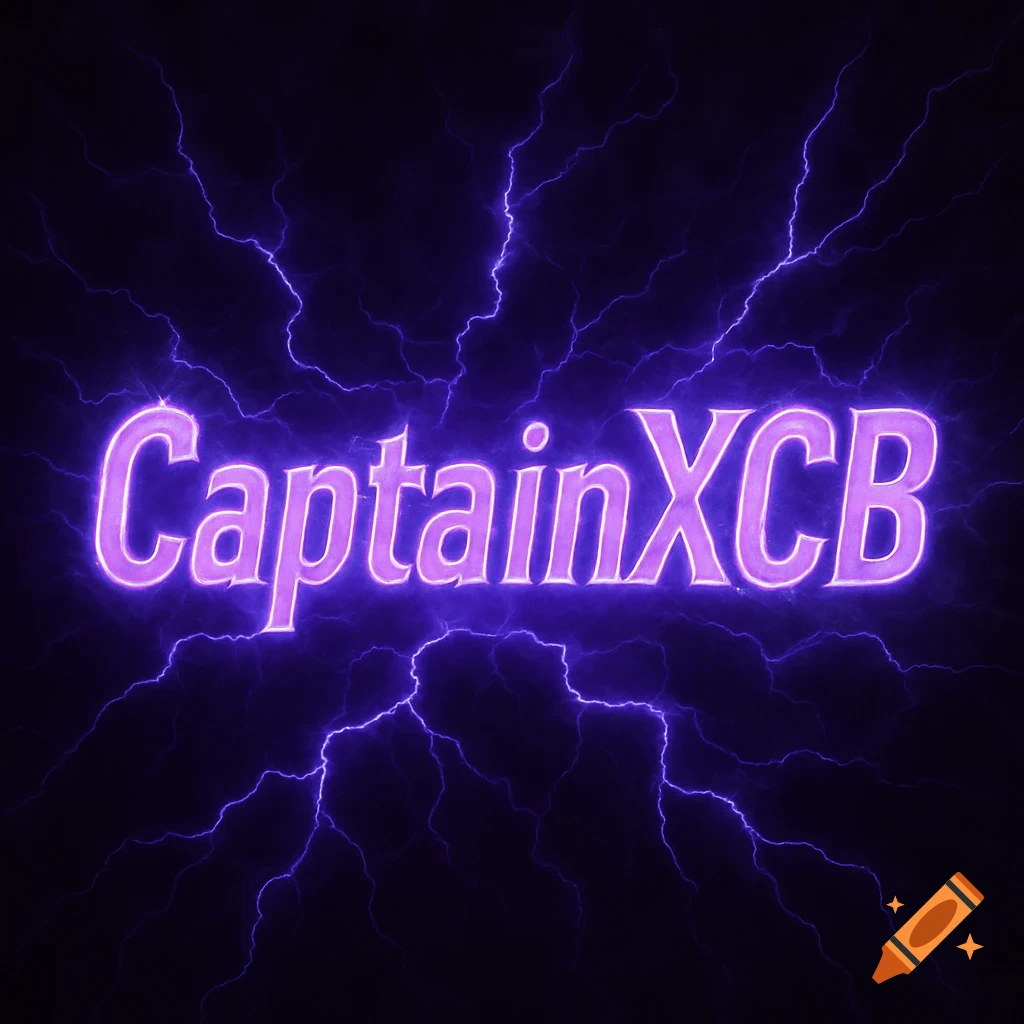 Purple logo with text CaptainXCB surrounded by lightning