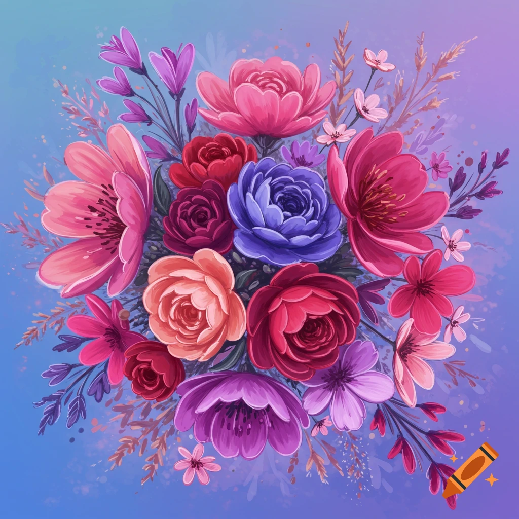 Colorful floral arrangement in a painterly style