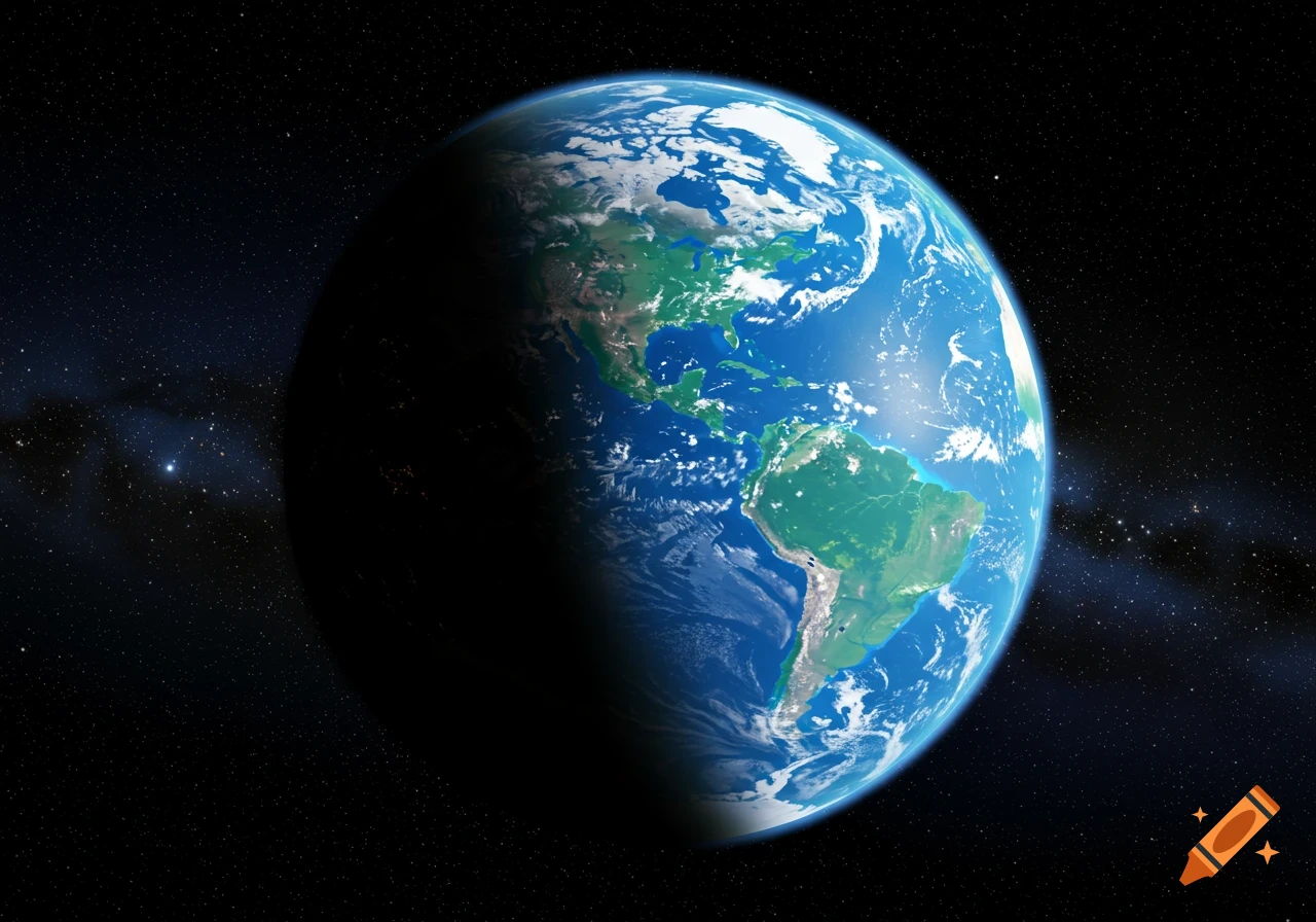 Earth from space showing continents.