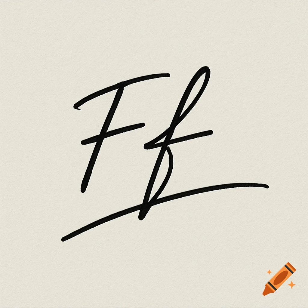 Stylized signature for the initials FF on a textured background.
