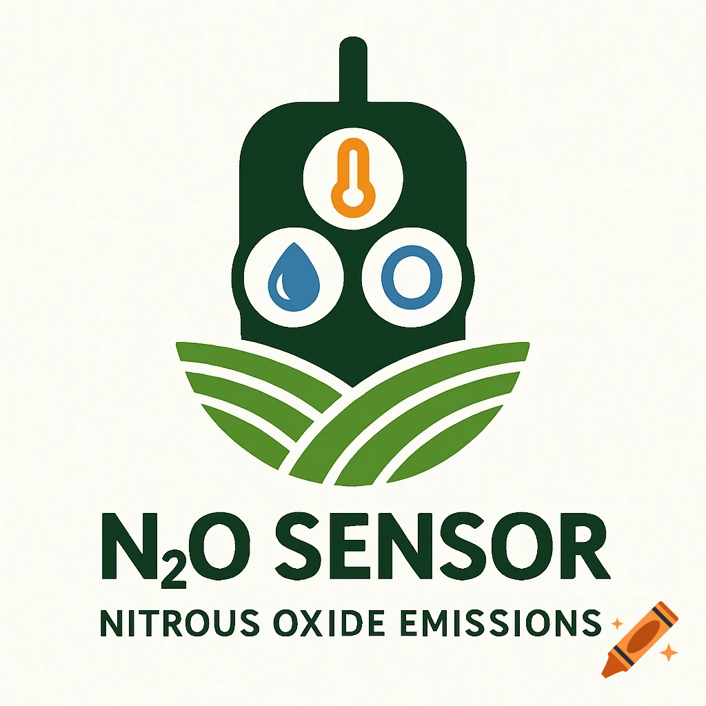 Logo for an N2O sensor showing icons for temperature, water, and oxygen ...