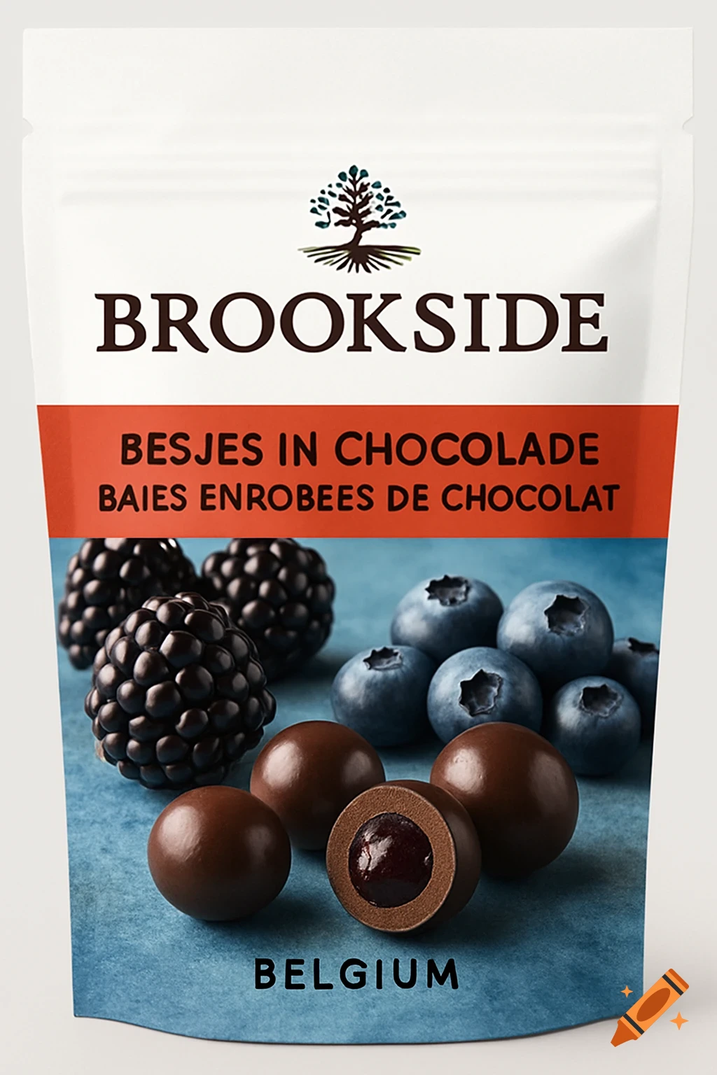 Brookside chocolate packaging with berries and chocolates