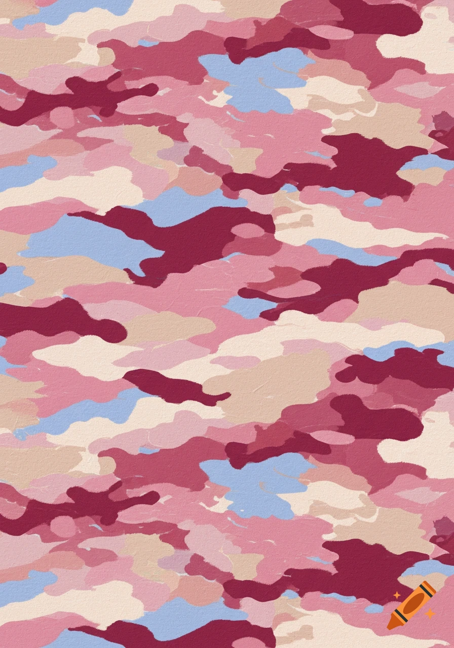 Pink, beige, baby blue, and burgundy camouflage pattern