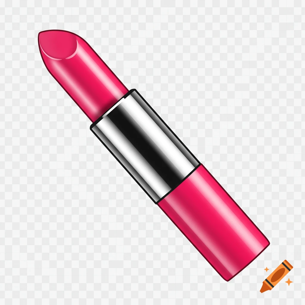 Pink lipstick tilted on a transparent background.