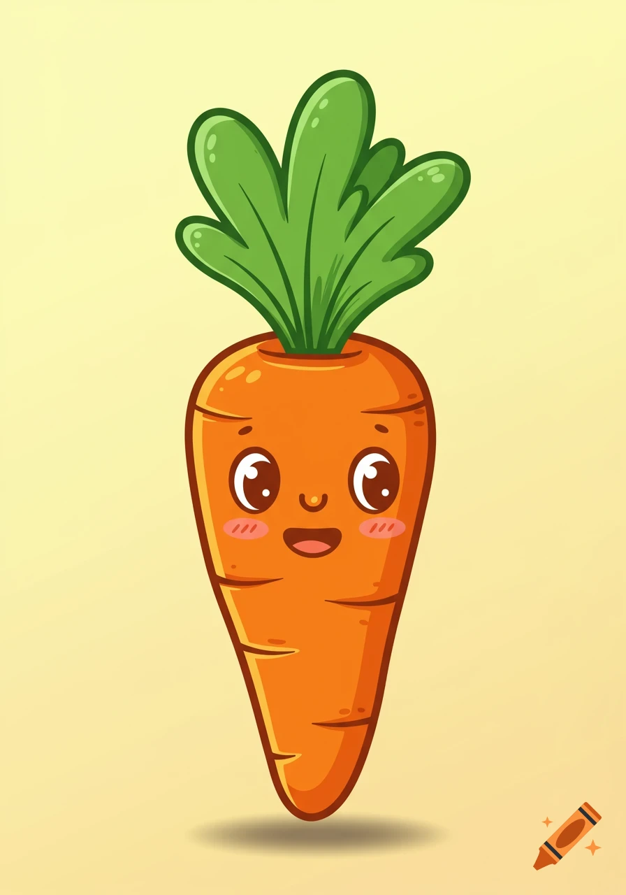 A cute cartoon carrot with a face