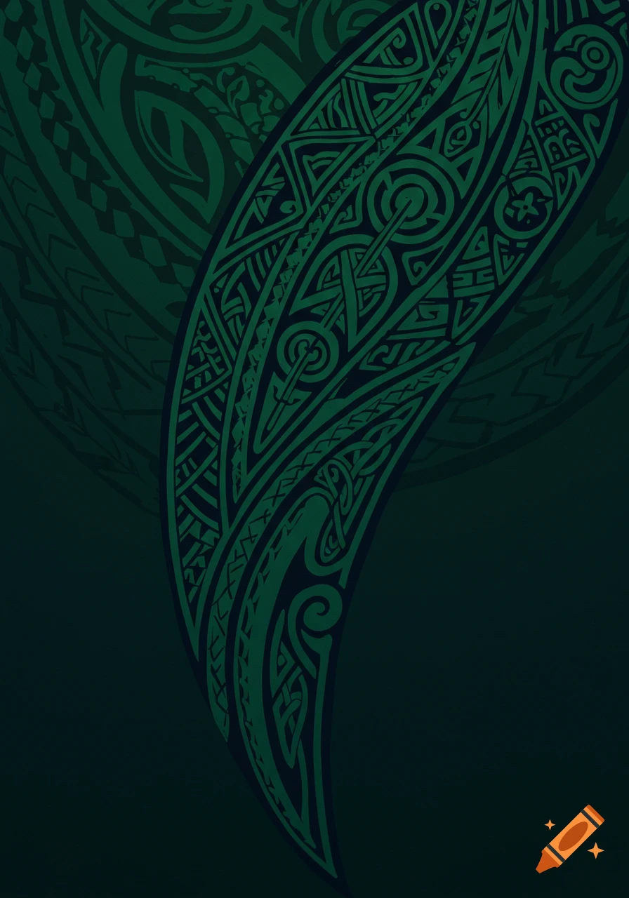 Stylized green and dark blue tribal and celtic pattern.