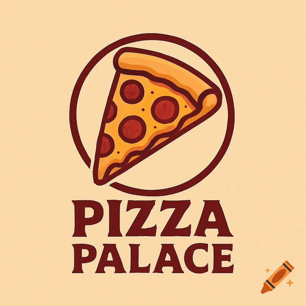 A logo with a pizza slice inside a circle and the text "PIZZA PALACE" below it.